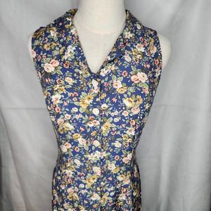 Vintage Johnathan Martin Sundress 1980s Floral Button Up Sleeveless